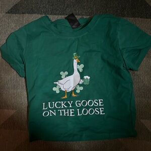 St Patrick’s day Green Crop Top - lucky goose on the loose